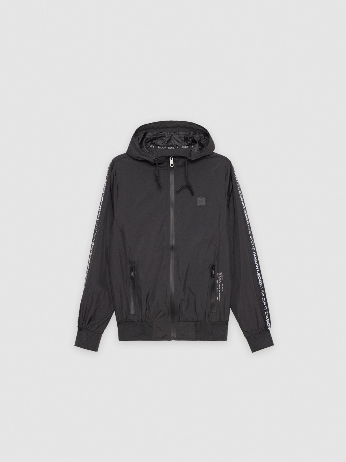 %Pto% Open jacket with text black front view