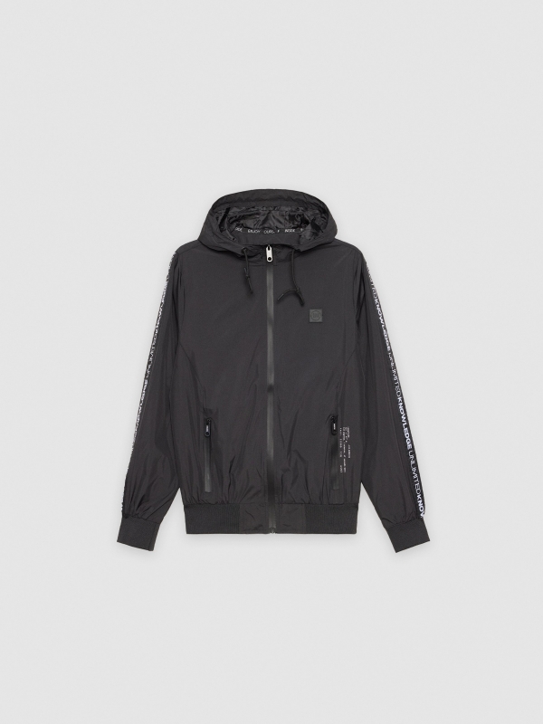  Open jacket with text black front view