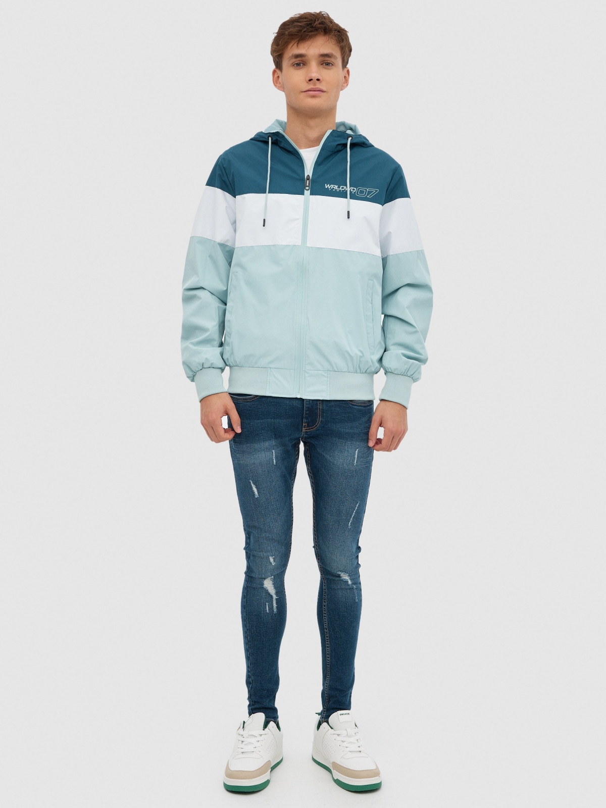 Jacket with hood green general front view