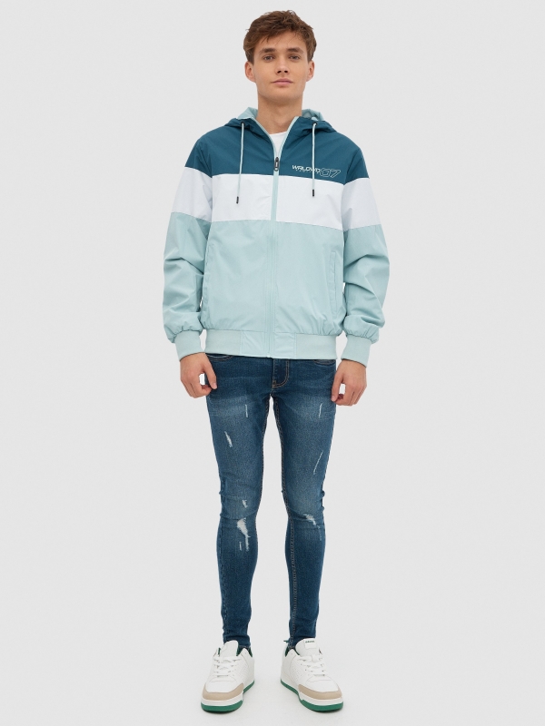 Jacket with hood green general front view