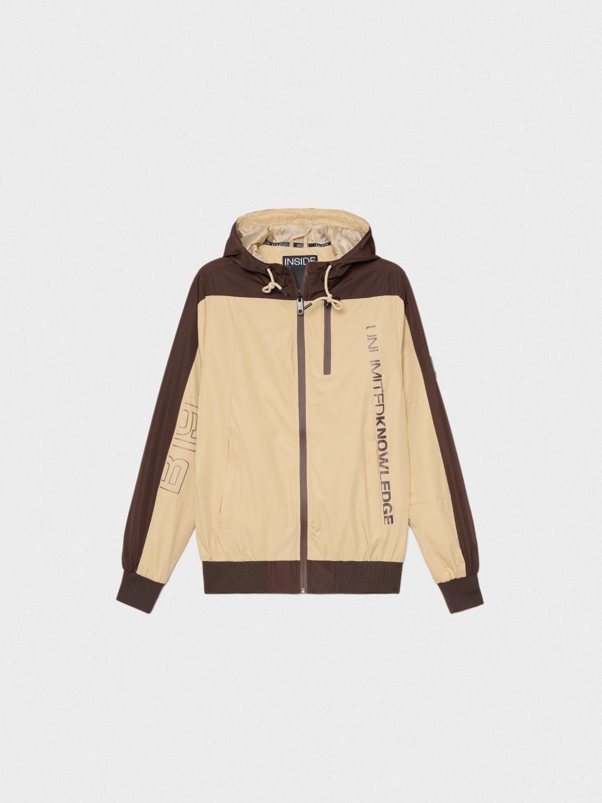 %Pto% Jacket with hood sand front view