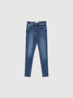 %Pto% High-waisted skinny jeans with ripped dark blue front view