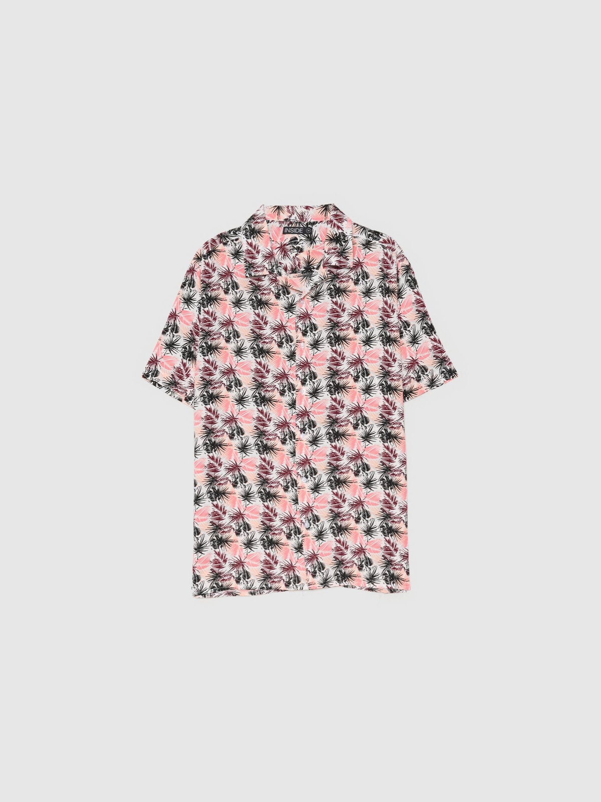 %Pto% Camisa folhas de palmeira branco vista frontal