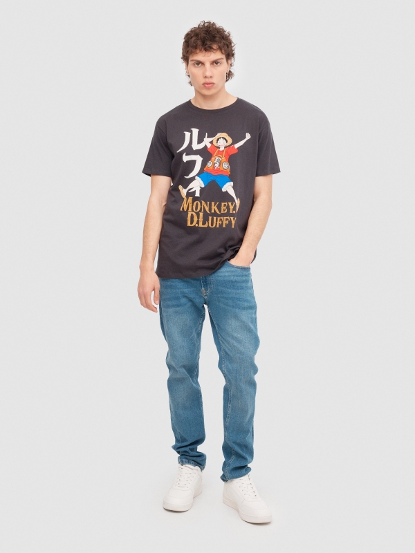 Monkey D. Luffy T-shirt dark grey general front view