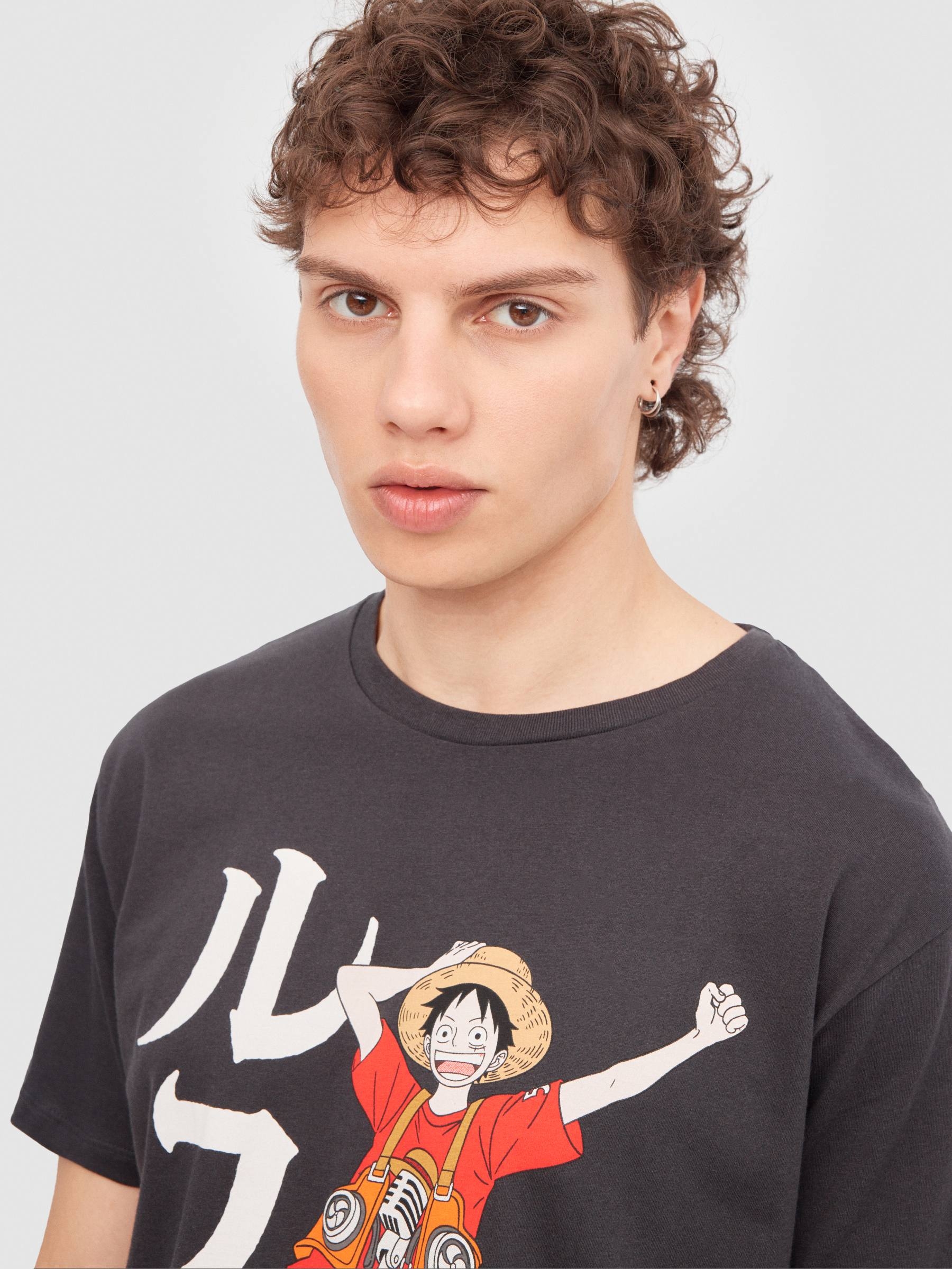 Camiseta Monkey D. Luffy gris oscuro vista media frontal