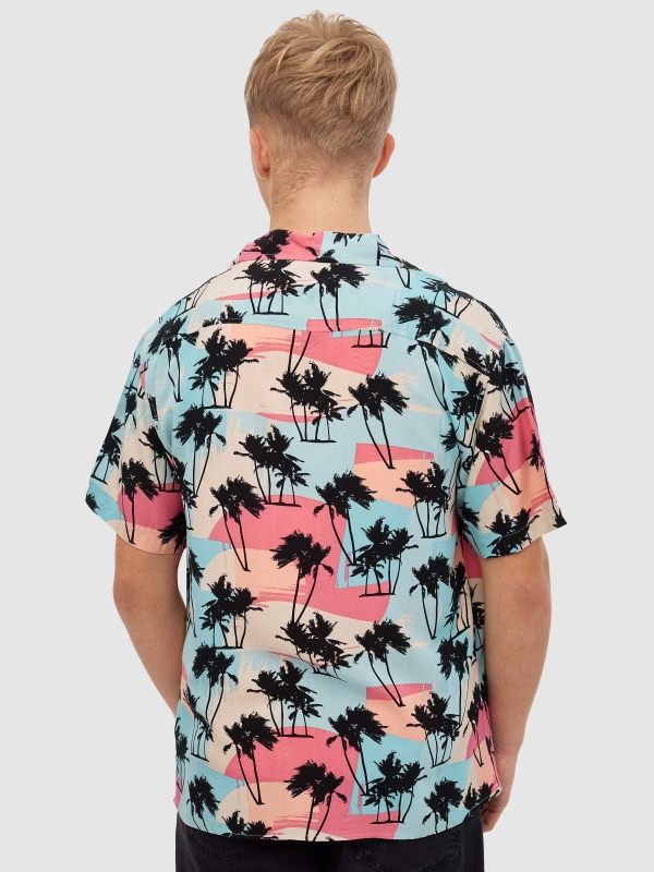 Beach shirt beige middle back view