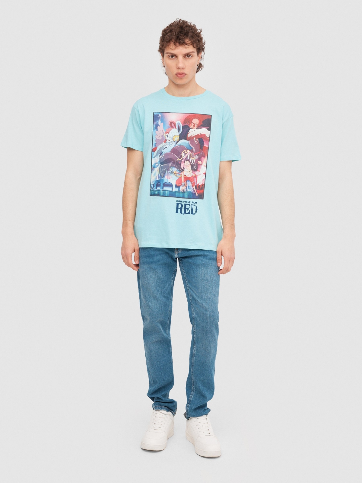 One Piece Film T-Shirt light blue general front view