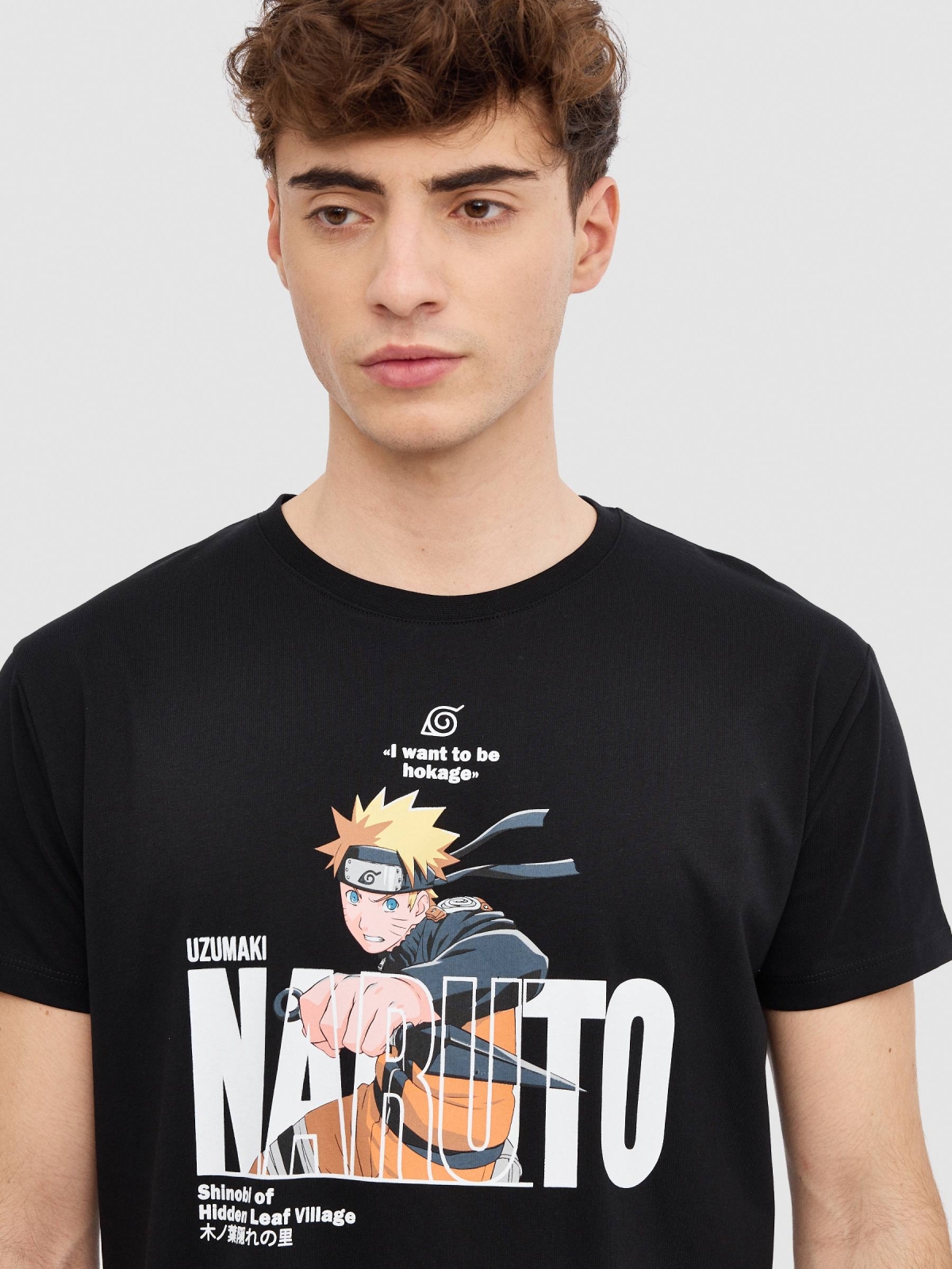 Naruto text T-shirt black detail view