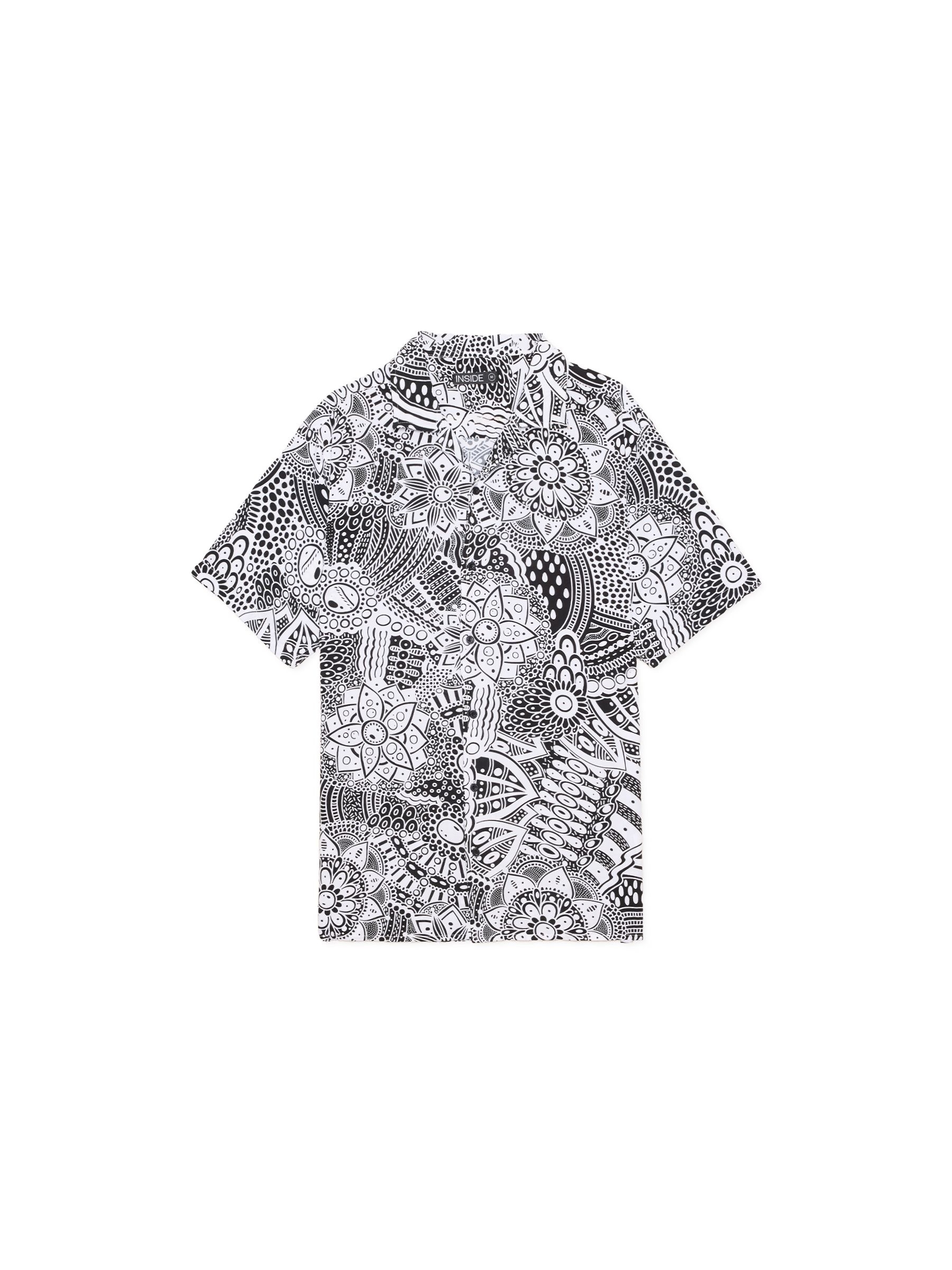 Camisa mandalas negro vista media frontal