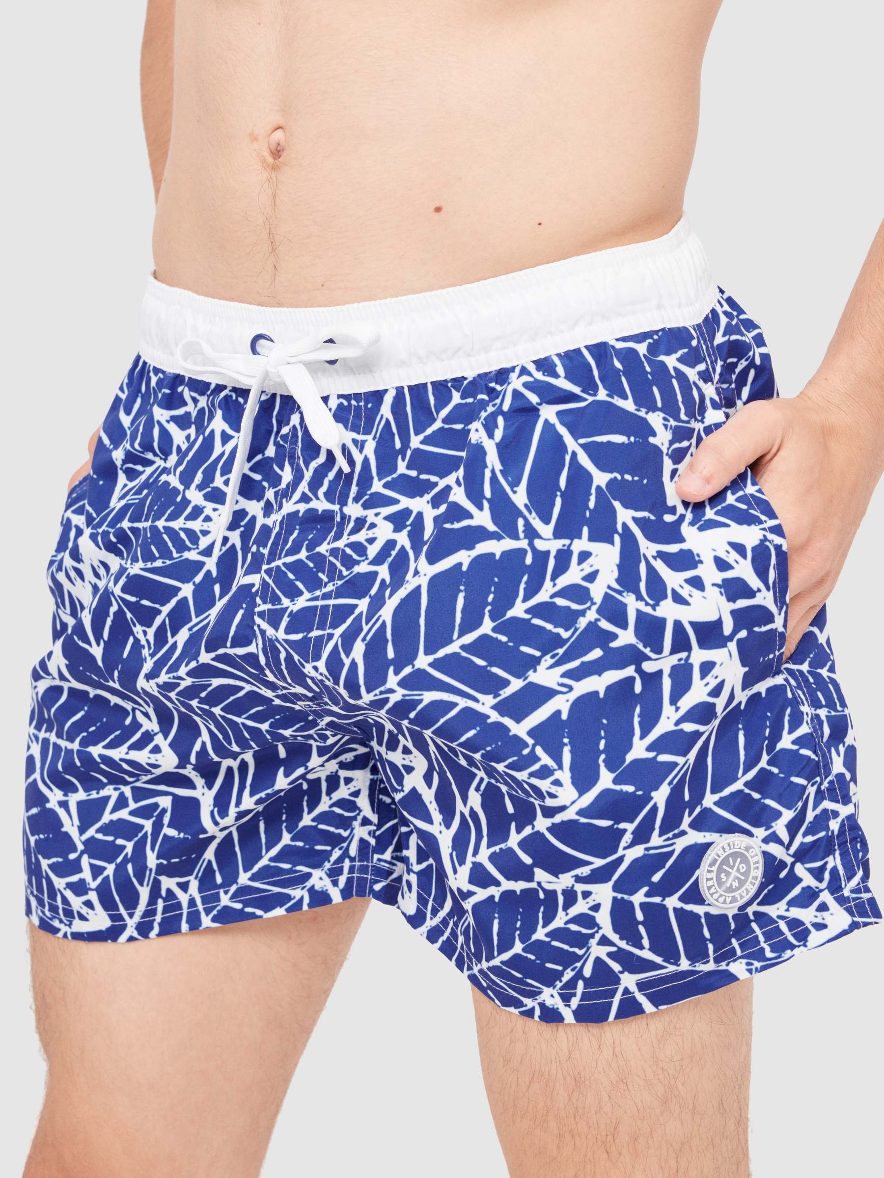 Bañador hojas blanco vista media frontal