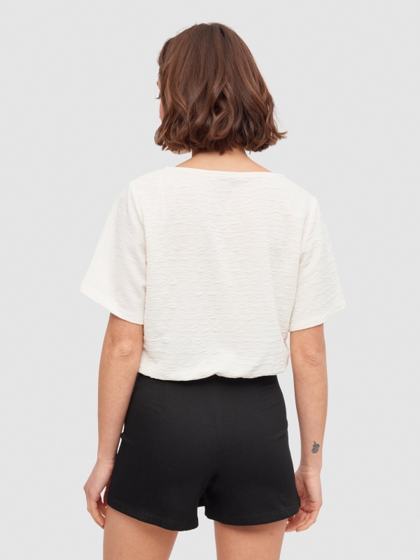 Falda pantalón cruzada negro vista media trasera