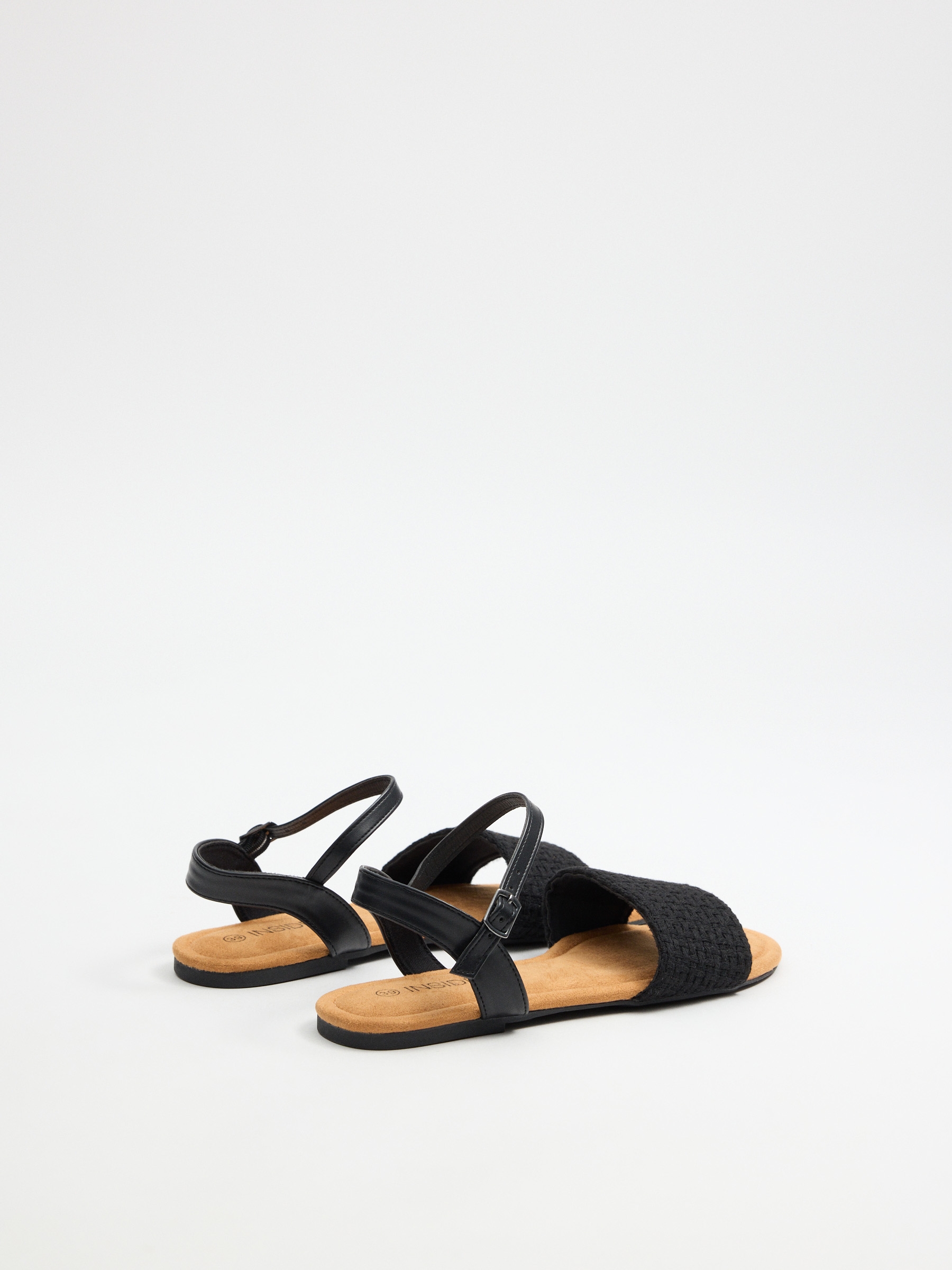 Black braided flat sandal