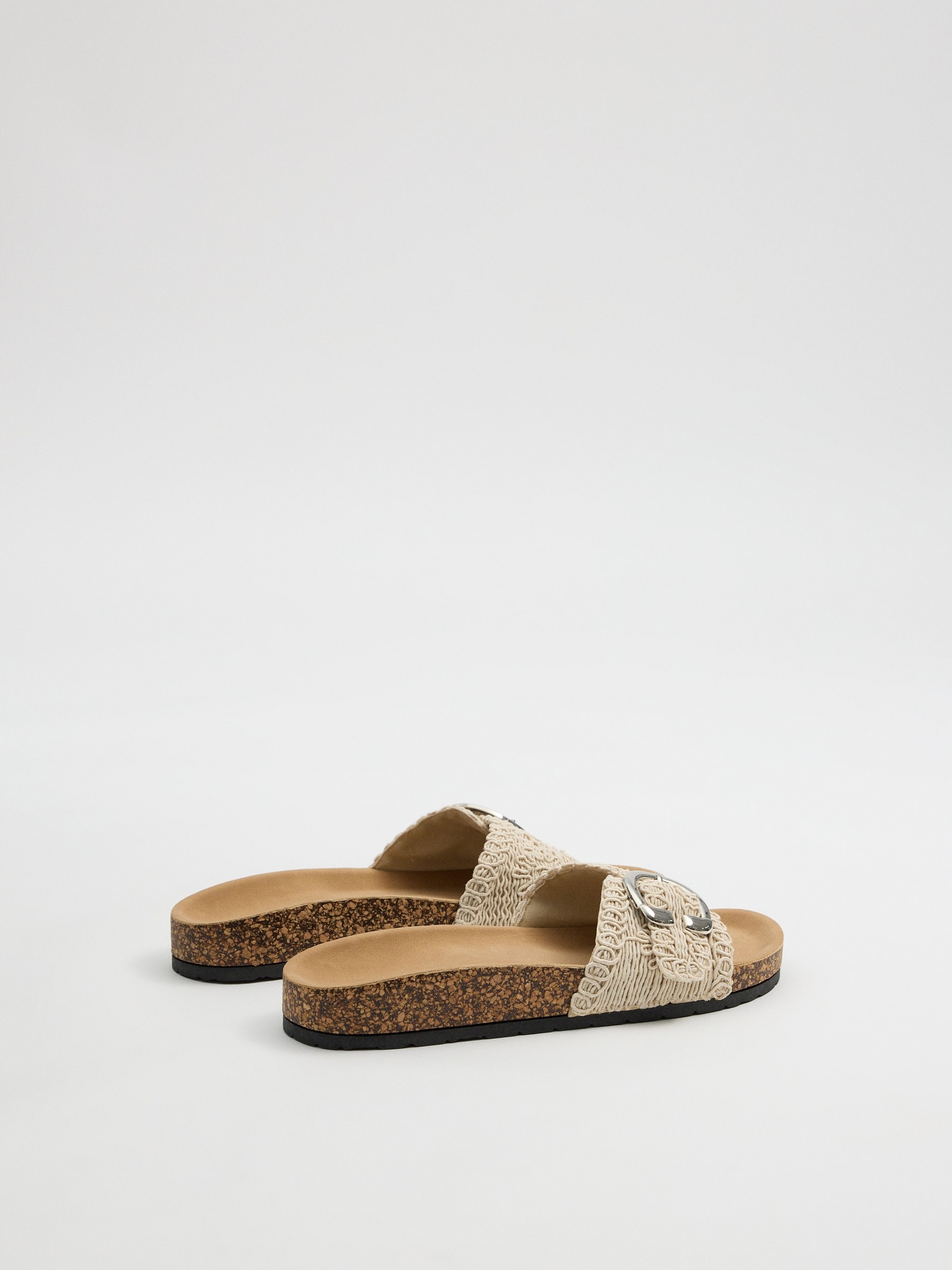 Embroidered slide sandal beige profile view