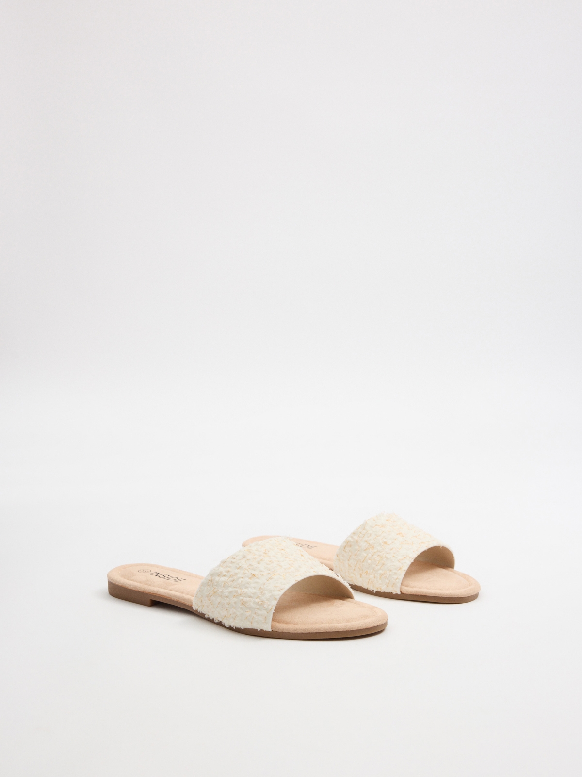 Woven slide sandal white 45º front view