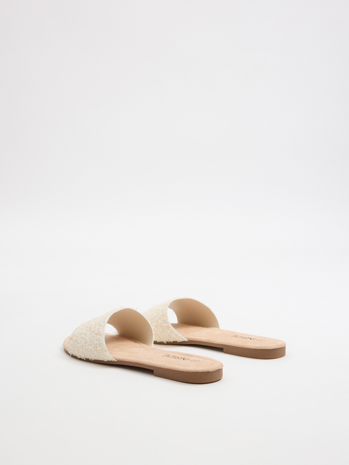 Woven slide sandal white 45º back view
