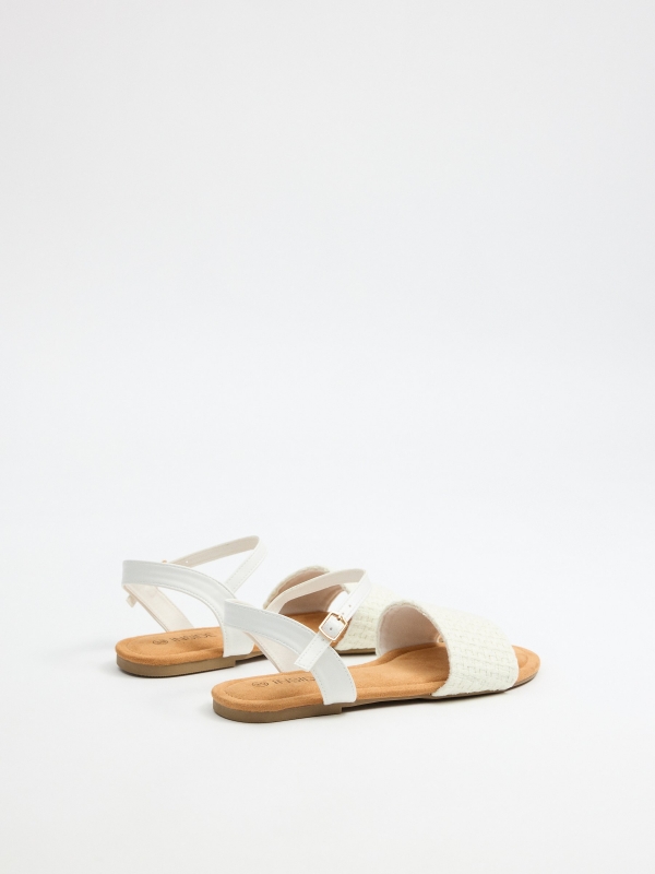 Sandália rasteira trançada branco off-white off white vista frontal 45º