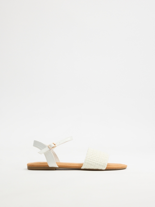 Sandália rasteira trançada branco off-white off white vista traseira 45º