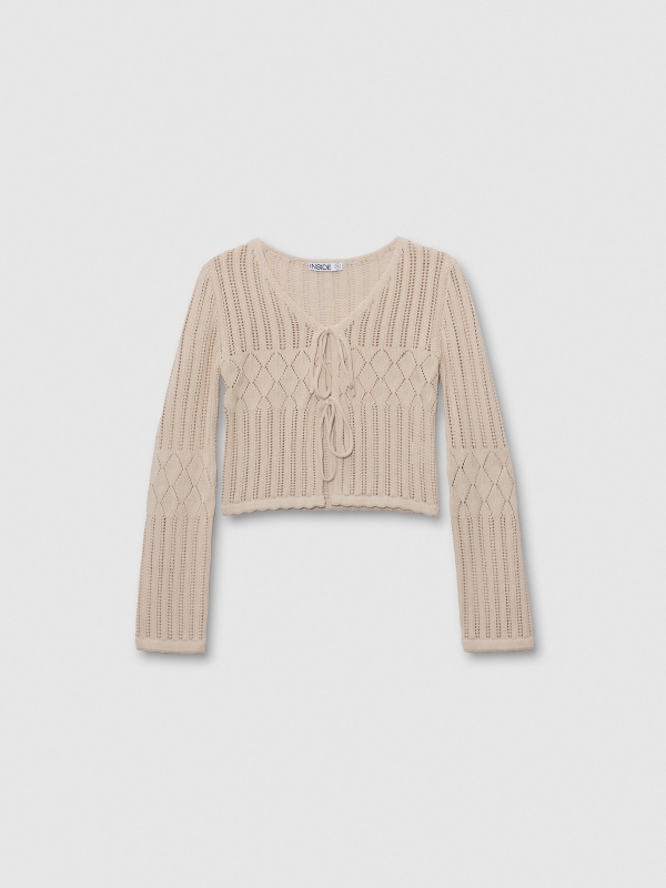  Cardigan ties sand front view