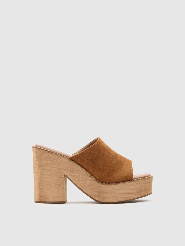 Wooden clog brown profile view