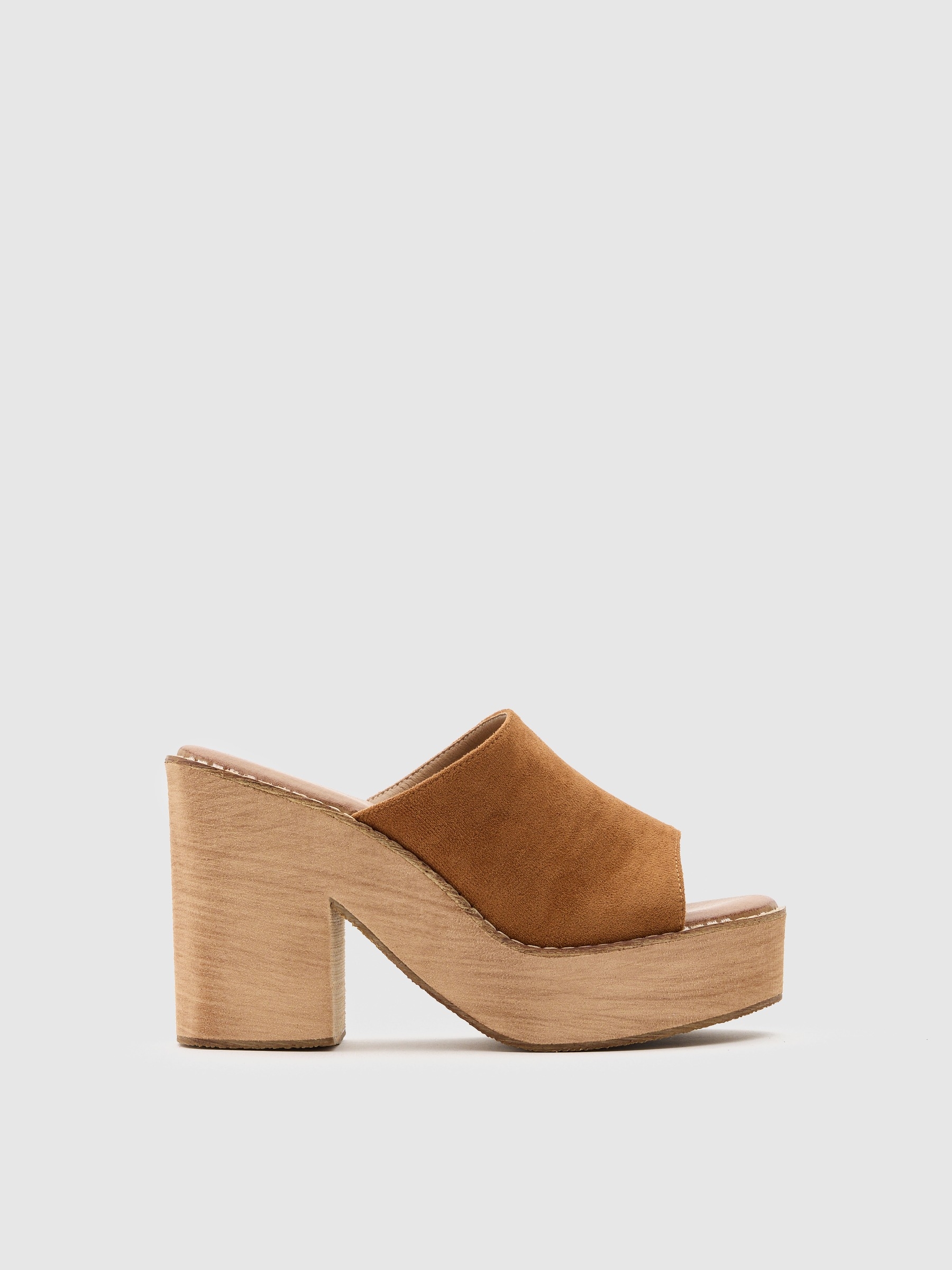 Wooden clog brown profile view