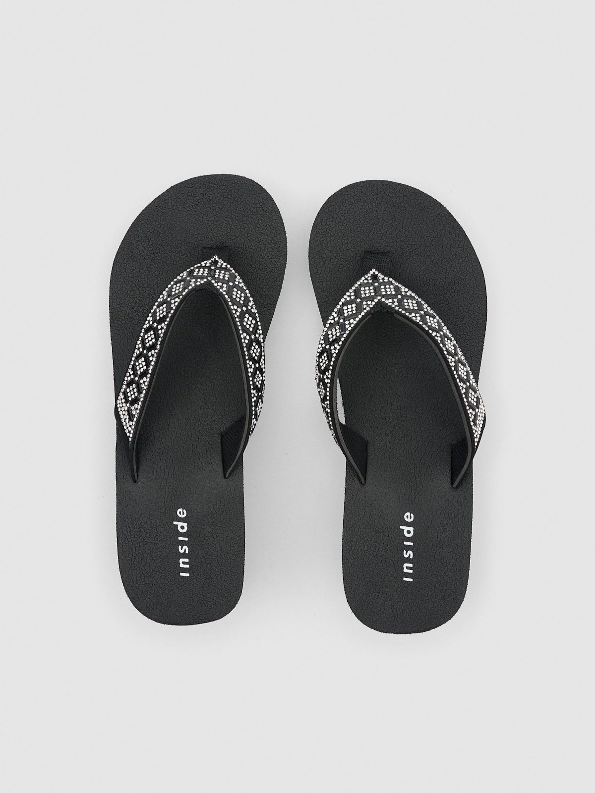 Wedge flip-flops black 45º back view