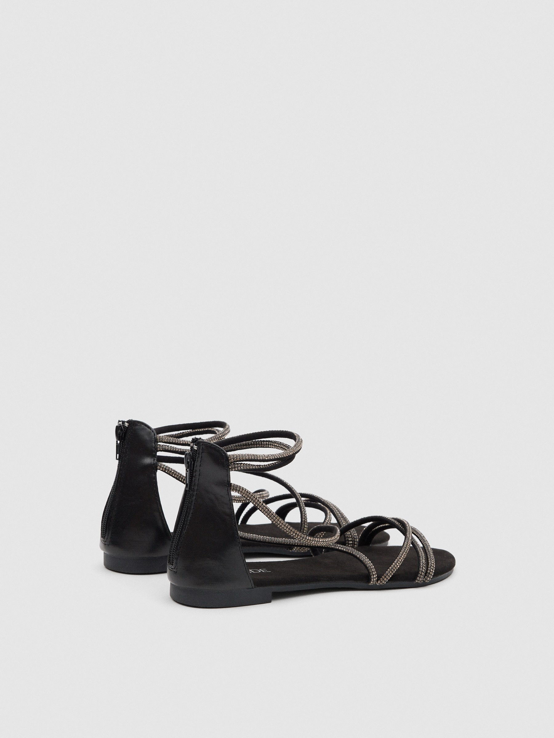 Sandalias brillos negro/beige