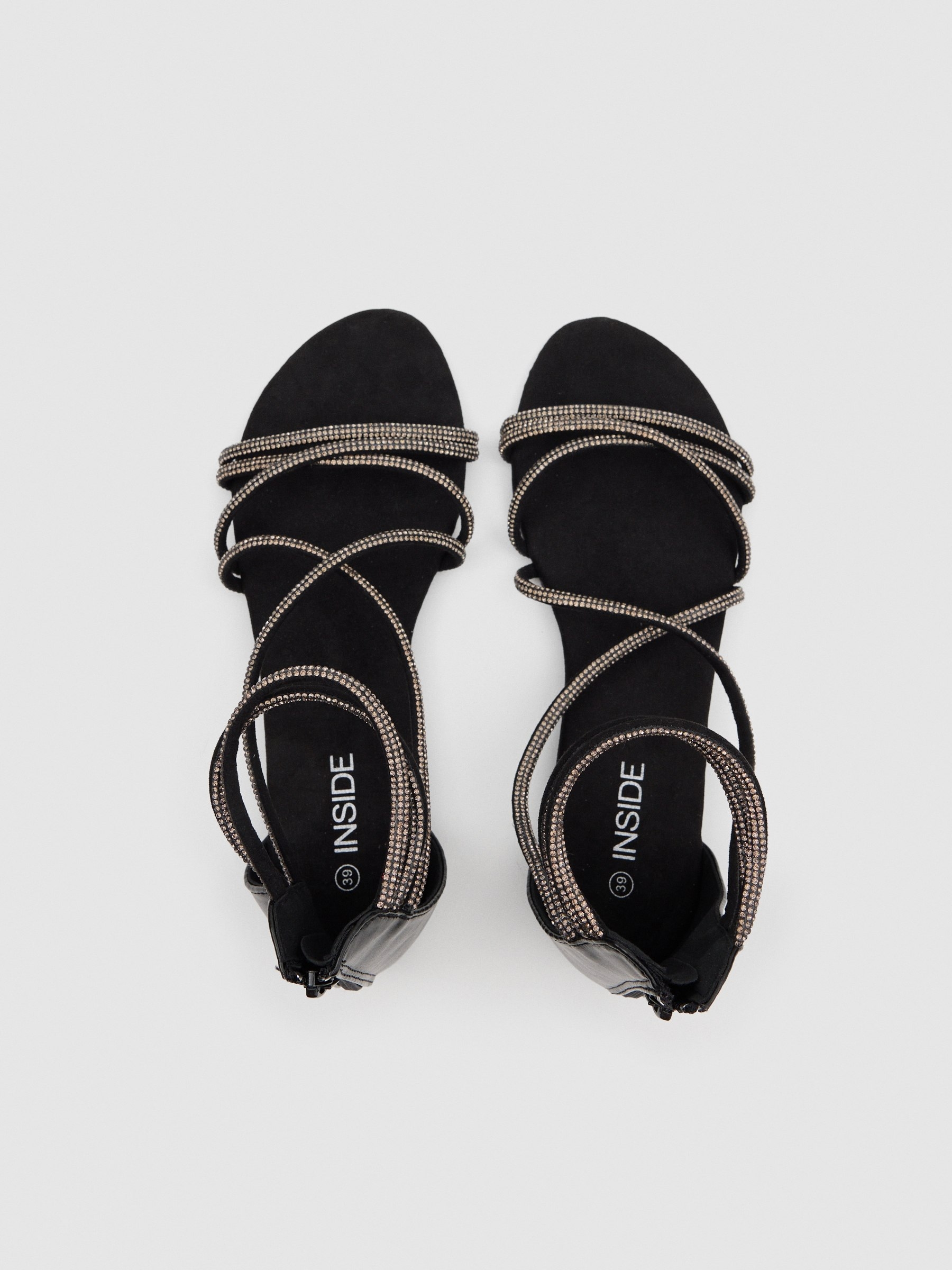 Sandalias brillos negro/beige