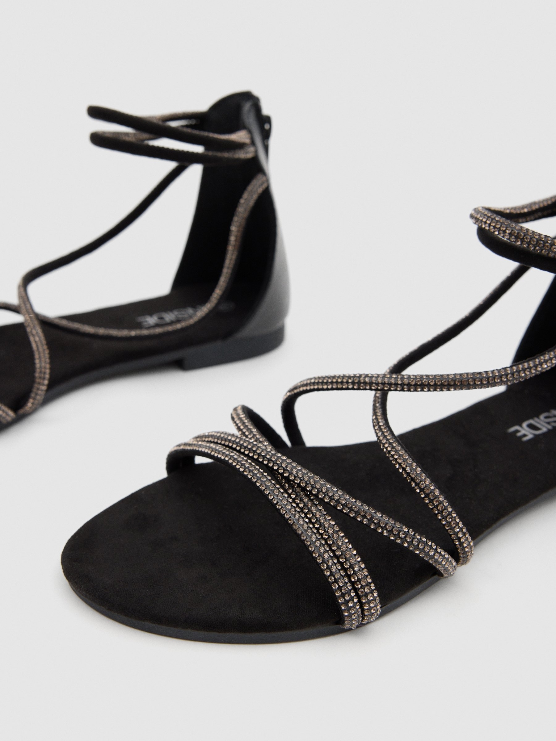 Sandalias brillos negro/beige
