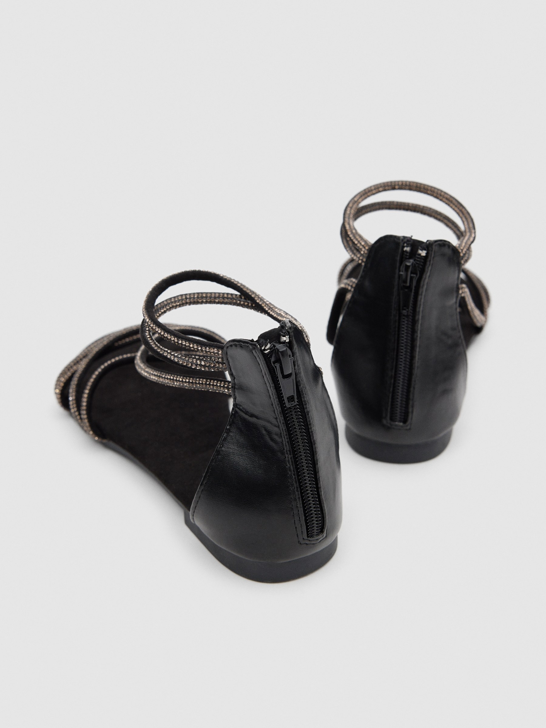 Sandálias brilhantes preto/bege