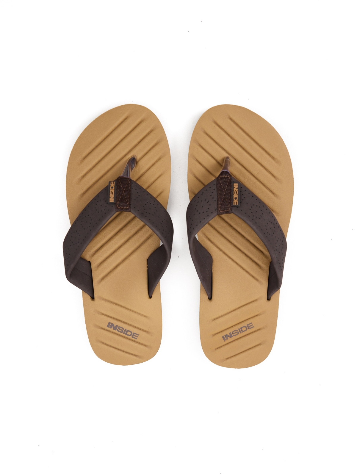 Brown flip flop dark brown 45º front view