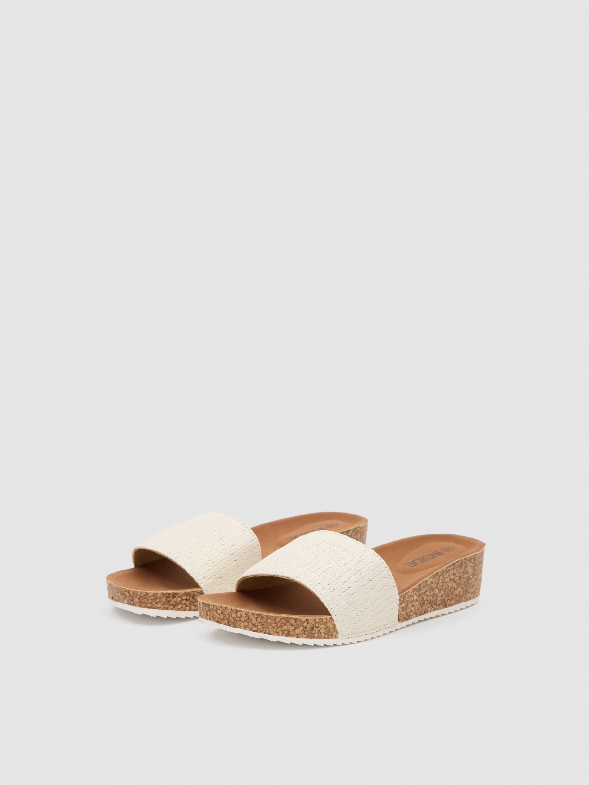 Raffia spade wedge white 45º front view