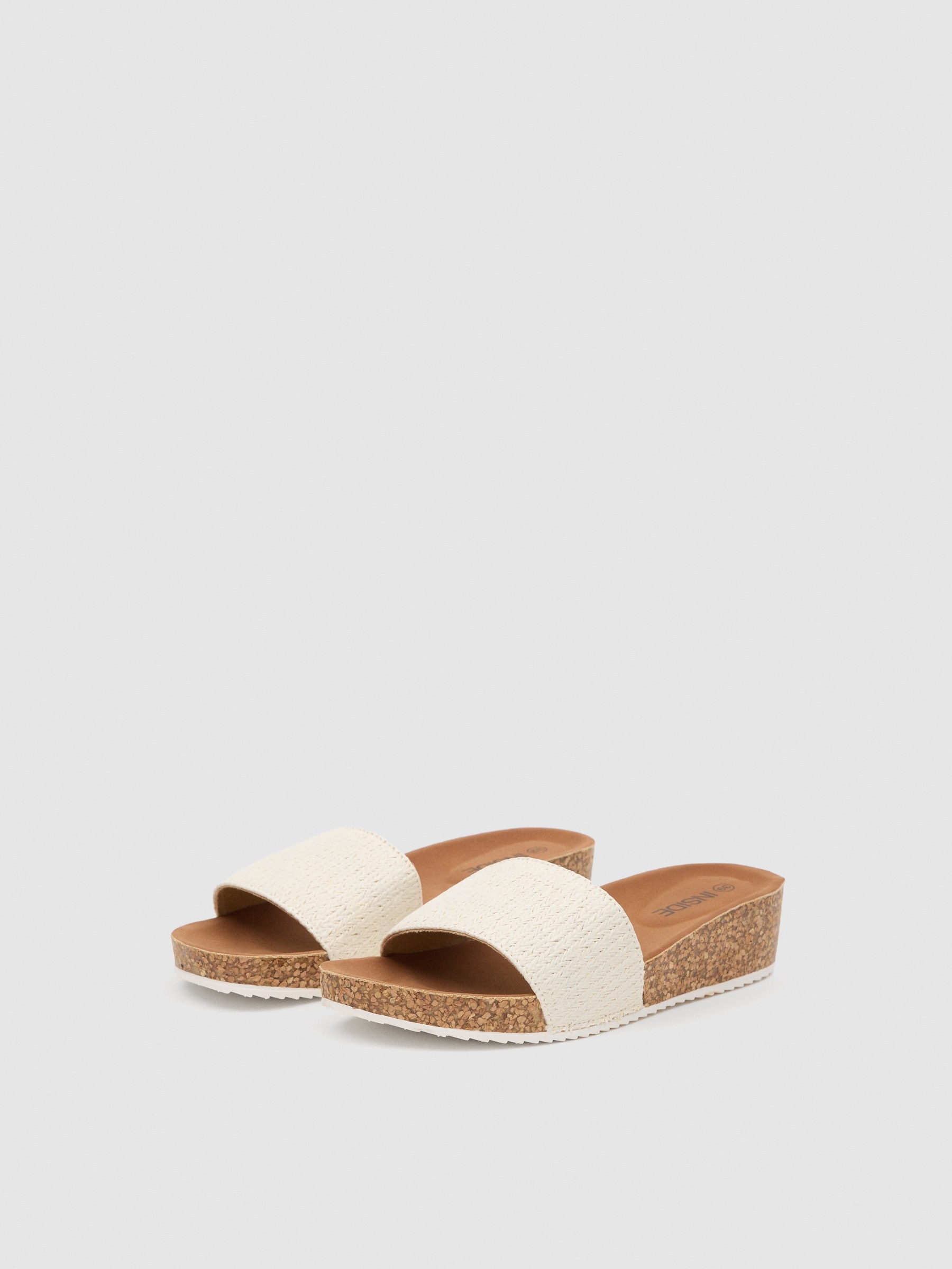 Raffia spade wedge white