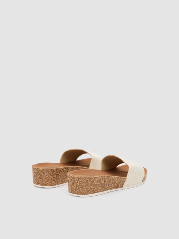 Raffia spade wedge white 45º back view