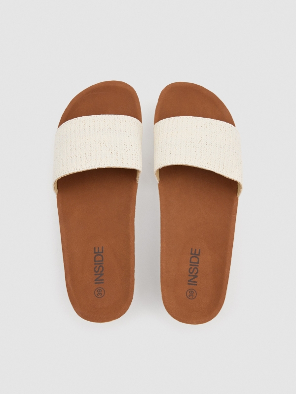 Raffia spade wedge white detail view