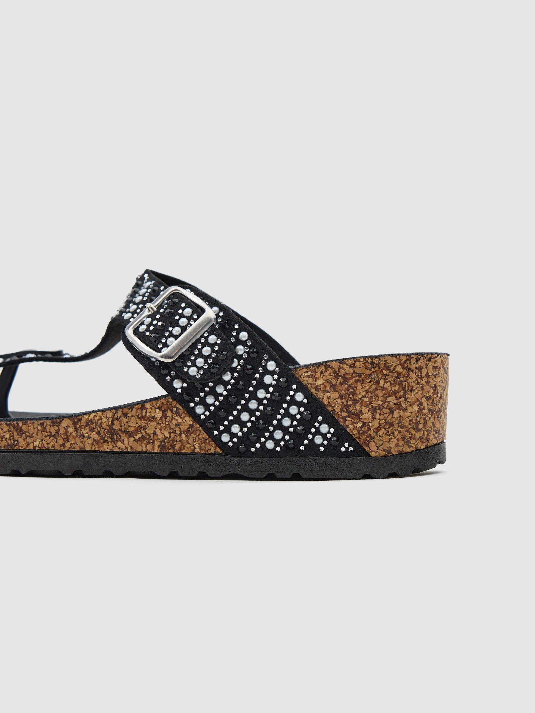 Cunha strass preto/bege