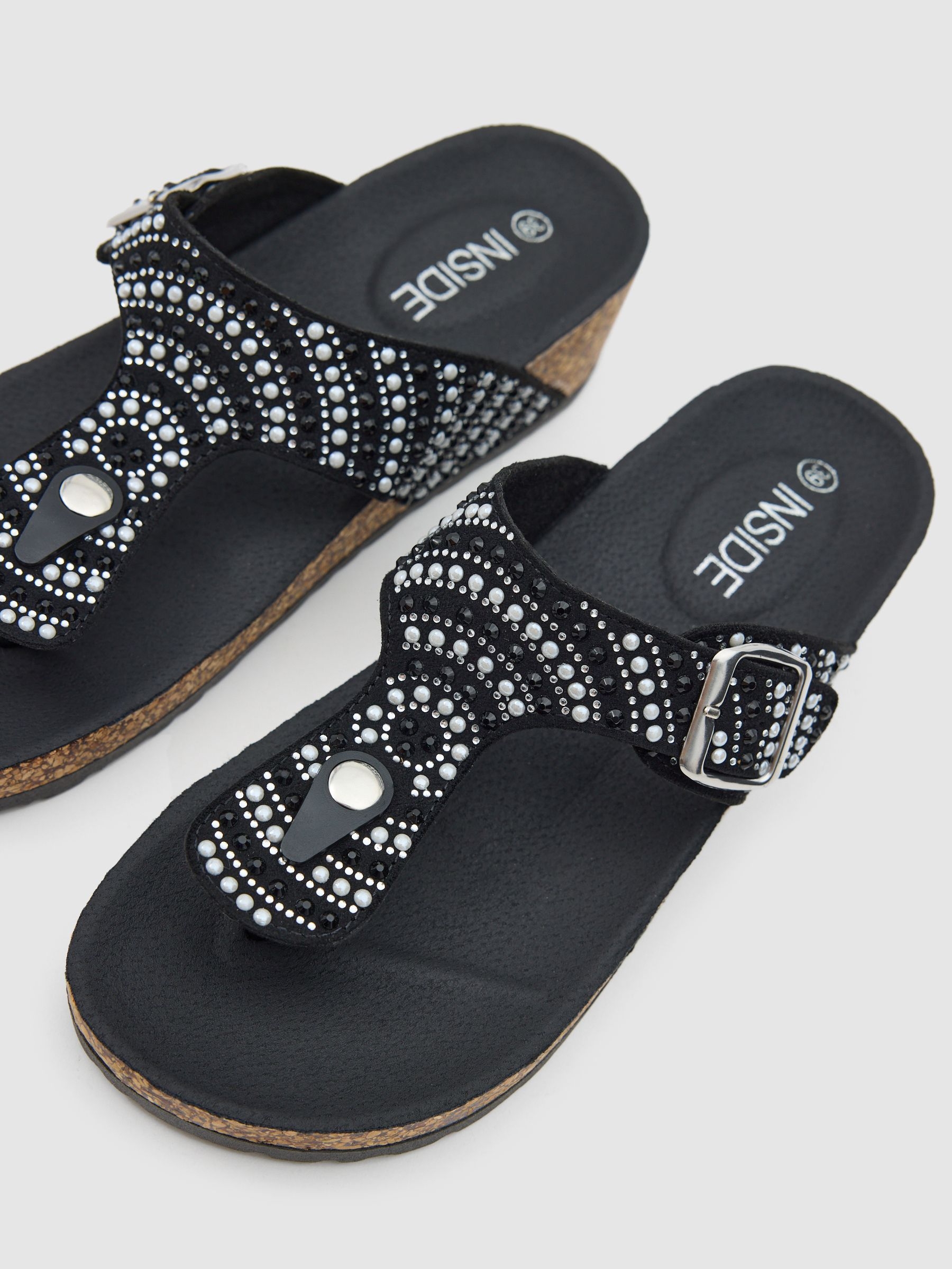 Cunha strass preto/bege