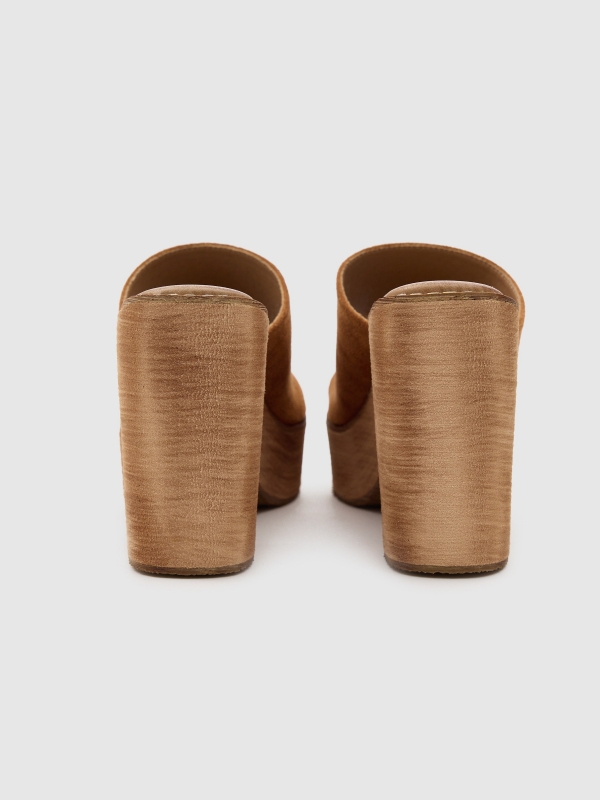 Wooden clog brown detail view