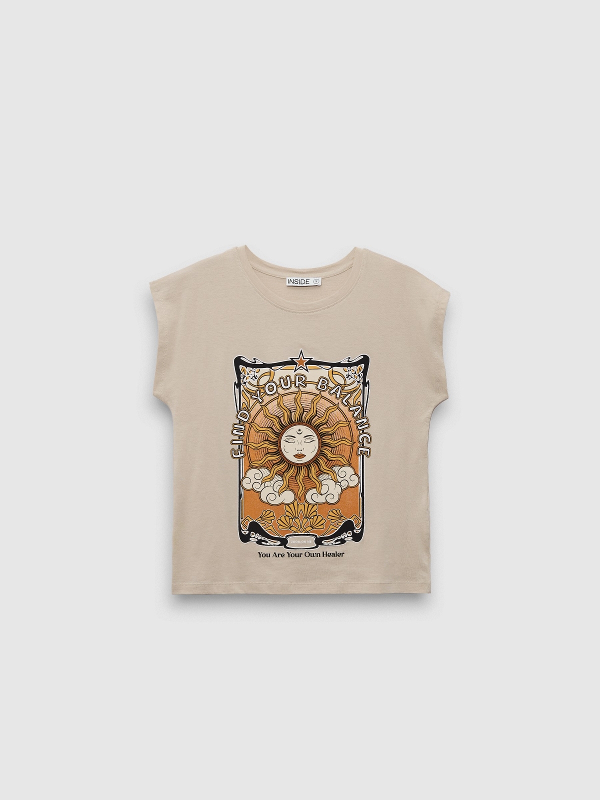 %Pto% Camiseta manga corta Find Your Balance taupe vista frontal