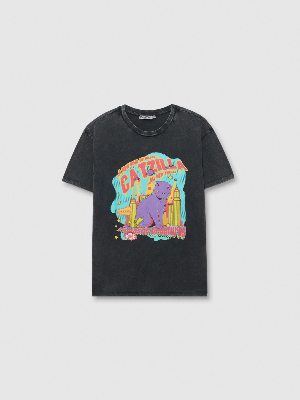 %Pto% Camiseta oversize CATZILLA gris oscuro vista frontal