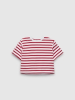 %Pto% Camiseta manga corta crop Rayas carmín vista frontal