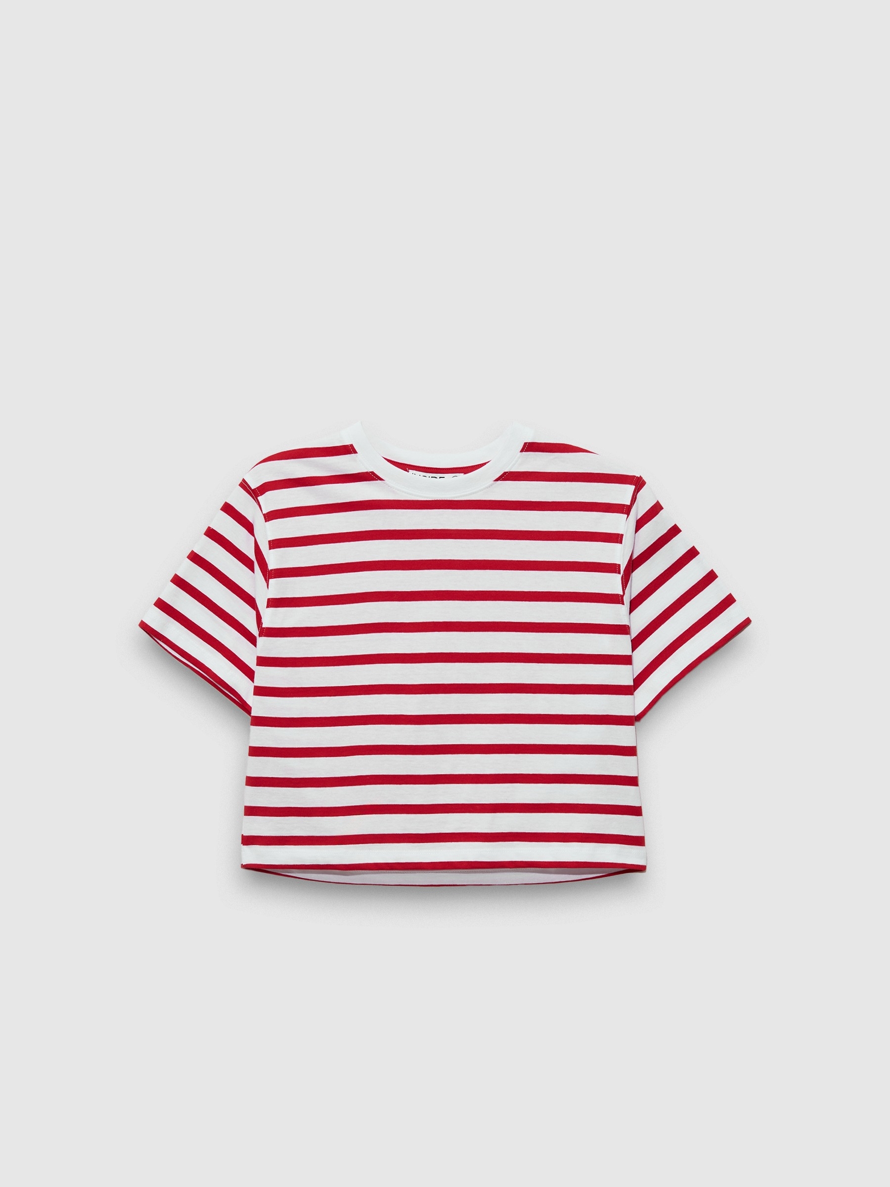 Short sleeve crop top Stripes carmine middle front view