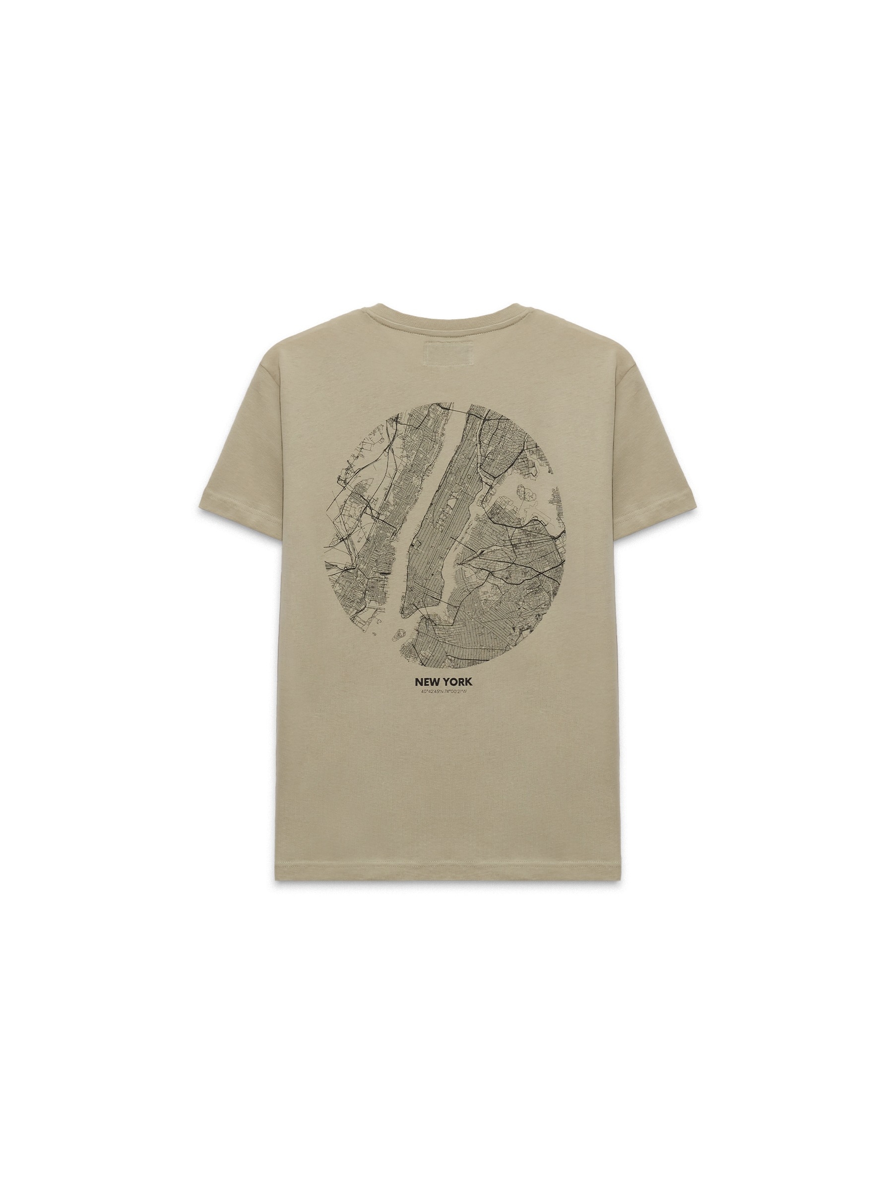 Short sleeve New York t-shirt greyish green middle front view