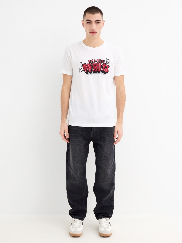 Short sleeve ramen t-shirt white general front view