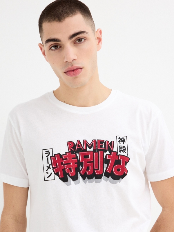 Short sleeve ramen t-shirt white detail view
