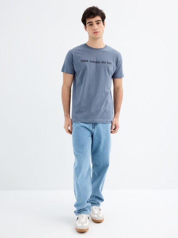Short sleeve t-shirt Think Outside blue general front view