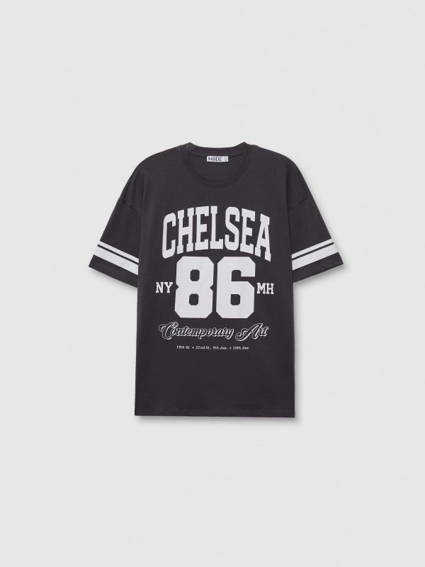  Camiseta esportiva oversized cinza escuro vista frontal