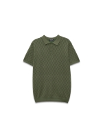 %Pto% Short sleeve diamond knit t-shirt green front view