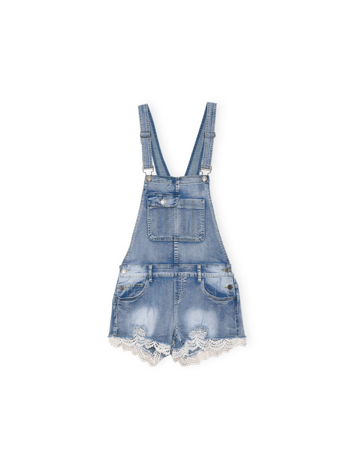 %Pto% Denim lace bib blue front view