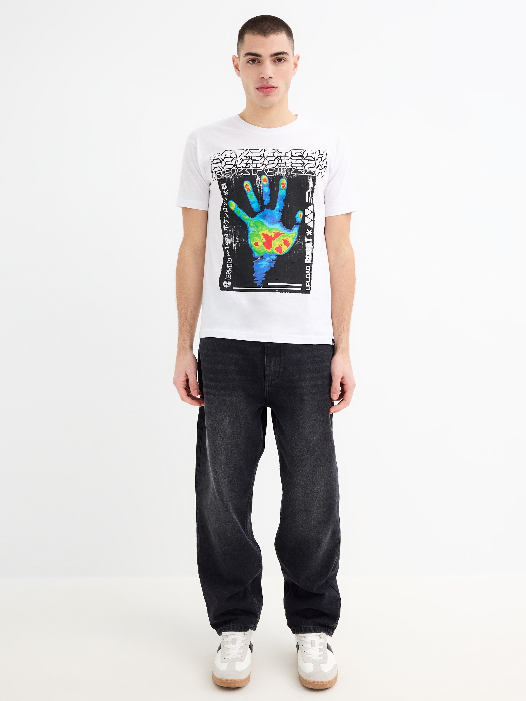 Camiseta visión térmica blanco vista media frontal