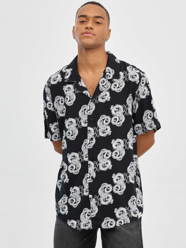 Camisola Dragon Ball preto vista meia frontal